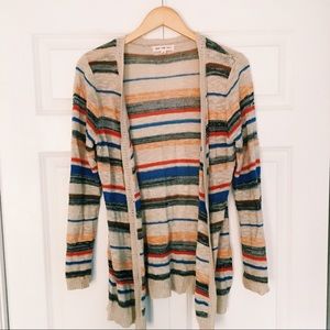 Multicolor striped open cardigan
